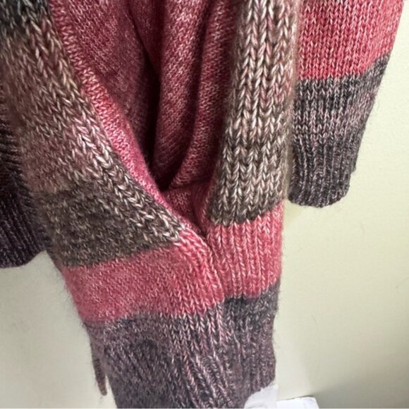 ESPRIT Open Front Stripe Cardigan Sweater Shawl Collar Pocket Cotton Soft Cozy M - Picture 7 of 16